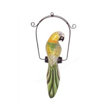 Wooden Hanging Green Yellow Parrot 35 cm