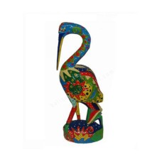 Wooden Multicolor Flamingo On Stand 35 cm
