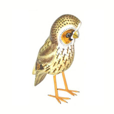 Wood Brown Standing Owl 20 cm