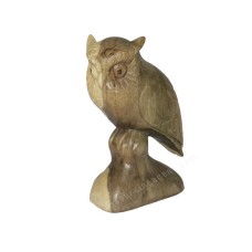 Wooden Natural Owl On Base 20 cm