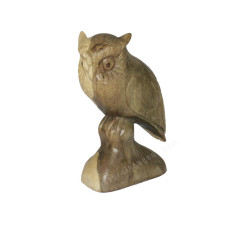 Wood Natural Owl On Base 20 cm