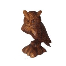 Wooden Brown Owl On Base 20 cm