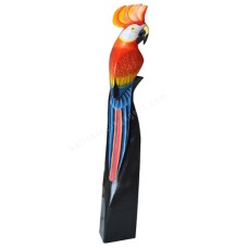 Wooden Red Crested Cockatoo On Stand 100 cm