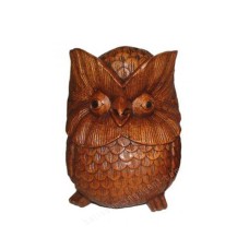 Wooden Carved Brown Owl 20 cm