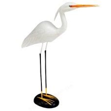 Wooden White Egret Bird On Base 73 cm