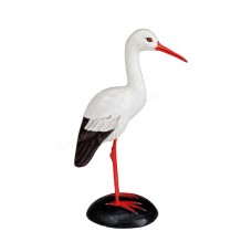 Wooden White Egret Bird On Base 30 cm