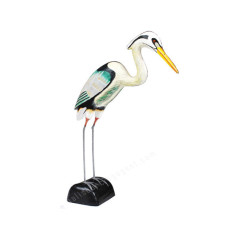 Wood Black White Blue Egret On Base 30 cm