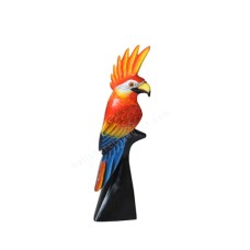 Wooden Red Crested Cockatoo On Stand 30 cm