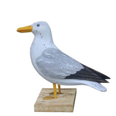 Wood Seagull Bird On Base 22 cm