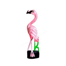Wooden Pink Standing Flamingo On Base 50 cm