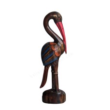 Wooden Antique Brown Blue Red Flamingo 80 cm