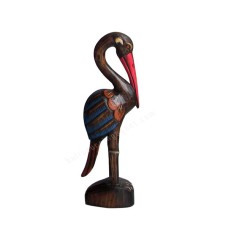 Wooden Antique Brown Blue Red Flamingo 60 cm