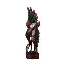Wooden Brown Red Green Flying Flamingo 60 cm