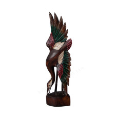 Wood Brown Red Green Flying Flamingo 60 cm