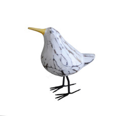 Wood White Wash Ball Bird 13 cm