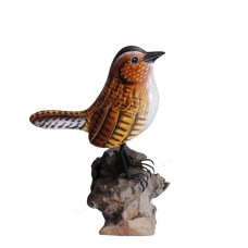 Wooden Wren Bird On Base 16 cm