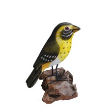 Wooden Goldfinch Bird On Base 14 cm