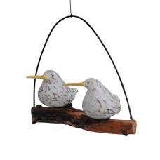 Wood White Swinging Double Ball Bird 19 cm
