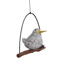 Wood White Swinging Single Ball Bird 14 cm