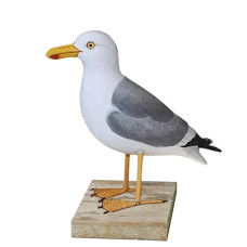 Wood Seagull Bird On Base 32 cm