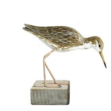 Wooden Ruff Feeding Bird On Base 31 cm