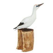 Wooden Gannet Bird On Tree Stump 48 cm