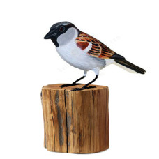 Wood Tit Garden Bird On Tree Stump 18 cm