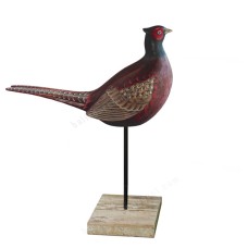 Wooden Pheasant Bird On Base 42 cm