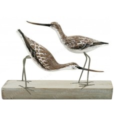 Wooden Two Greenshank Birds On Base 41 cm