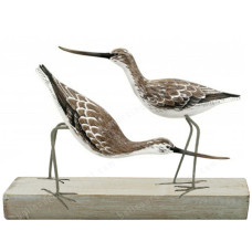 Wood Two Greenshank Birds On Base 41 cm