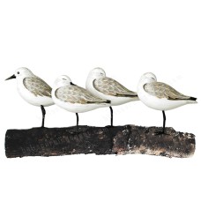 Wooden Sanderling Birds On Wood Block 41 cm