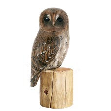 Wooden Tawny Owl On Tree Stump 32 cm