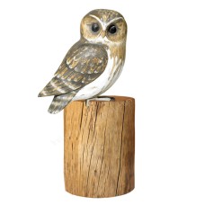 Wooden Tawny Owl On Tree Stump 25 cm