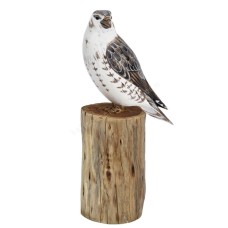 Wooden Merlin Bird On Tree Stump 37 cm 