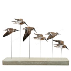 Wooden Six Flying Dunlin Birds On Stand 65 cm 