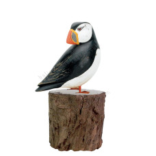 Wood Puffin Preening On Tree Stump 20 cm 