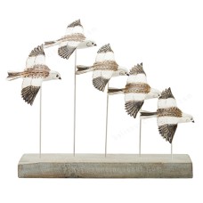 Wooden Flying Snow Bunting Birds On Stand 60 cm