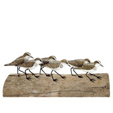 Wooden Six Stint Birds On Wood Block 60 cm
