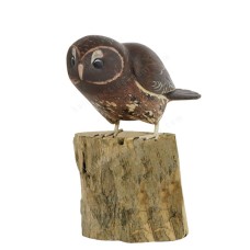 Wooden Tawny Owl Taking Off On Tree Stump 27 cm