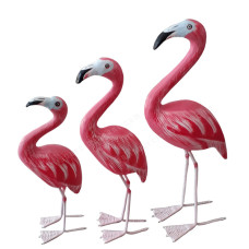 Wood Standing Flamingo Set Of 3