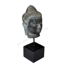 Bronze Antique Black Grey Buddha Head on Stand 40 cm