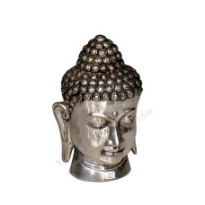 Bronze Silver Black Buddha Head Sculpture 25 cm