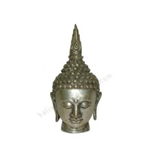 Bronze Thai Buddha Head Antique Silver 20 cm
