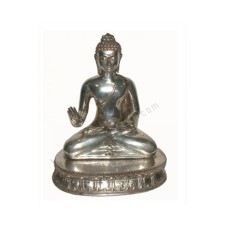 Bronze Silver Teaching Buddha On Lotus 30 cm