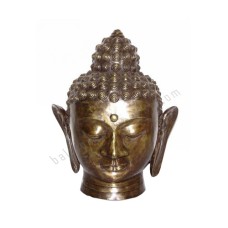 Bronze Buddha Head Antique Brown 65 cm