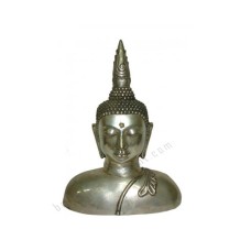 Bronze Thai Buddha Head Silver 35 cm