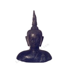 Bronze Thai Buddha Head Antique Black 35 cm