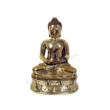 Bronze Meditation Buddha On Lotus Golden Silver 35 cm