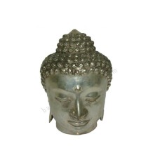 Bronze Silver Buddha Head Statue 20 cm