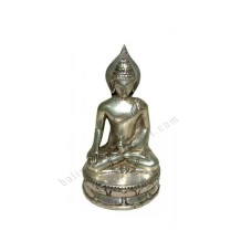 Bronze Silver Earth Touching Buddha Statue 15 cm